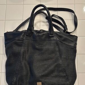 Kooba Black Textured Leather Tote